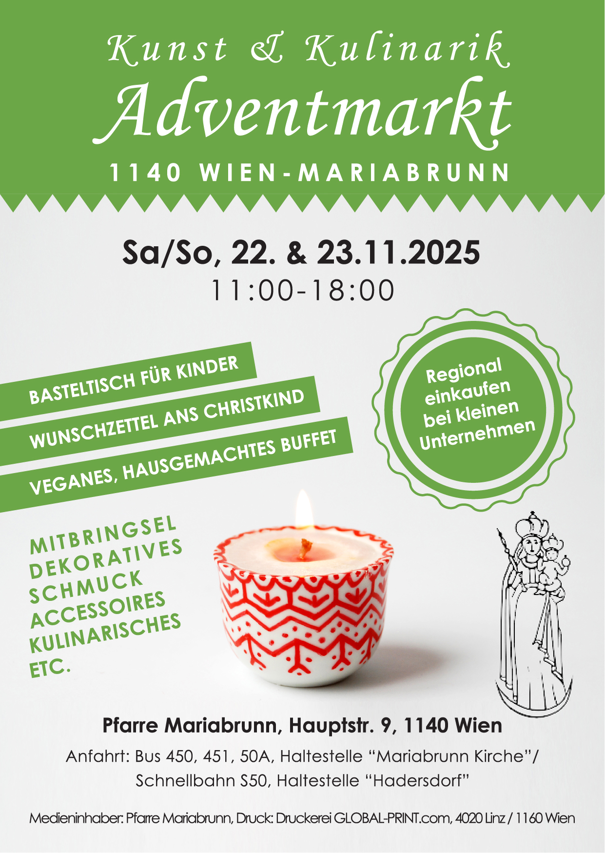 Adventmarkt „Kunst & Kulinarik“ in 1140 Wien